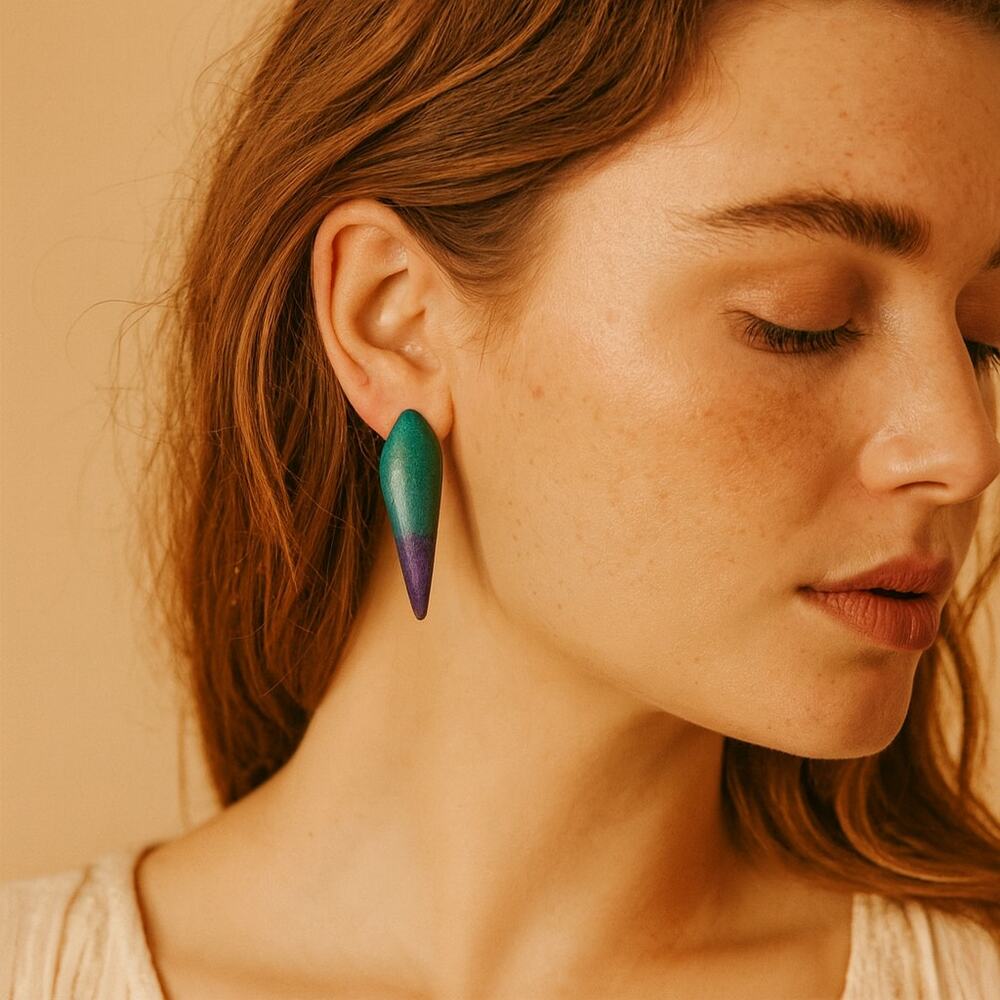 NWT Deadstock Vintage 1980s Blue Purple Pierced Earrings